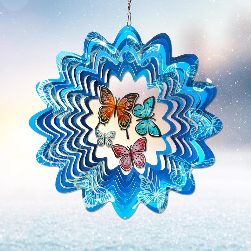 Eiryhope Butterfly Wind Spinner - 12inch Laser-Cut Stainless Steel Wind Spinners | 3D Kinetic Garden Decoration & Yard Art for Outdoor | Butterfly Gifts for Women, Mother, Wife, Grandma & Holidays - Image 1